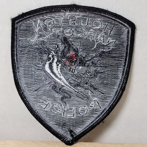 Houston Narcotics Police Black Iron On Patch w/ Grim Reaper - NEW - Picture 2 of 3